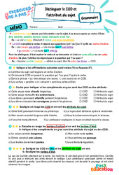 Distinguer l'attribut du sujet et le complément d'objet direct (COD) – 6ème – Exercices Pas à Pas - Cycle 3 - PDF à imprimer