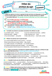 Cours et exercice : Utiliser des attributs du sujet – 6ème – Exercices Pas à Pas - Cycle 3 - PDF à imprimer