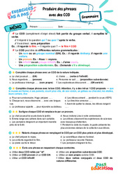 Produire des phrases avec COD – 6ème – Exercices Pas à Pas - Cycle 3 - PDF à imprimer