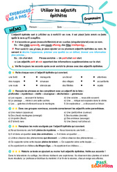 Utiliser les adjectifs épithètes – 6ème – Exercices Pas à Pas - Cycle 3 - PDF à imprimer