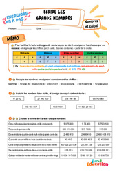 Ecrire les grands nombres – 6ème – Exercices Pas à Pas - Cycle 3 - PDF à imprimer