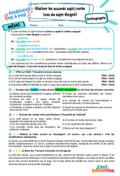 Réaliser les accords sujet/verbe (cas du sujet éloigné) – 6ème – Exercices Pas à Pas - Cycle 3 - PDF à imprimer