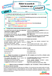 Réaliser les accords de l’attribut du sujet – 6ème – Exercices Pas à Pas - Cycle 3 - PDF à imprimer