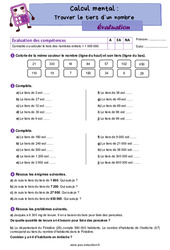Trouver le tiers d’un nombre - CM2 - Evaluation - PDF à imprimer