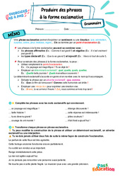 Produire des phrases à la forme exclamative – 5ème – Exercices Pas à Pas - Cycle 4 - PDF à imprimer