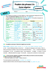 Cours et exercice : Produire des phrases à la forme négative – 5ème – Exercices Pas à Pas - Cycle 4 - PDF à imprimer
