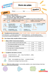 Décrire des solides – CM2 – Exercices Pas à Pas - Cycle 3 - PDF à imprimer