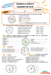 Connaitre et utiliser le vocabulaire du cercle – CM2 – Exercices Pas à Pas - Cycle 3 - PDF à imprimer