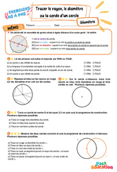 Tracer le rayon, le diamètre ou la corde d’un cercle – CM2 – Exercices Pas à Pas - Cycle 3 - PDF à imprimer