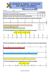 Les fractions pour mesurer les unités de longueurs - CE2 - Evaluation - PDF à imprimer