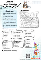 Au cirque - CP - Lecture/Compréhension - Niveau 1 - PDF à imprimer