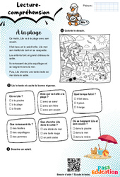 A la plage - CP - Lecture/Compréhension - Niveau 1 - PDF à imprimer