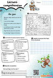 Au zoo - CP - Lecture/Compréhension - Niveau 2 - PDF à imprimer