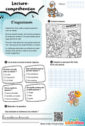 L'Aquarium - CP - Lecture/Compréhension - Niveau 2 - PDF à imprimer