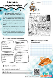 La boulangerie - CP - Lecture/Compréhension - Niveau 2 - PDF à imprimer