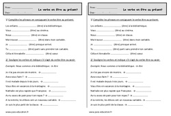 Conjuguer le verbe être au présent - Ce1 - Exercices - PDF à imprimer