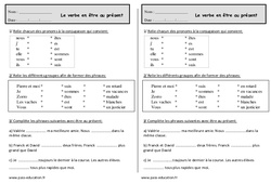 Verbe être au présent - Ce1 - Exercices - Conjugaison - PDF à imprimer