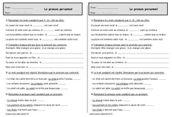 Remplacer le groupe sujet par un pronom personnel - Exercices - Ce1 - PDF à imprimer