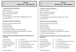 Phrase interrogative et déclarative - Ce1 - Exercices  - PDF à imprimer