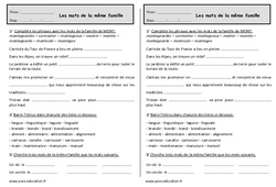 Mots de la même famille – Ce1 – Exercices de vocabulaire - PDF à imprimer