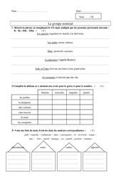 Groupe nominal - Ce1- Evaluation - Grammaire - PDF à imprimer