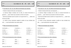 -ail, -eil, -euil, -ouil - Ce1 - Exercices sur les noms - PDF à imprimer