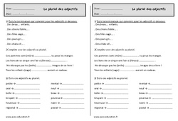 Pluriel des adjectifs - Ce1 - Exercices - Orthographe