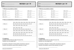 Multiplier par 10   - Ce1 - Exercices - Calcul - PDF à imprimer