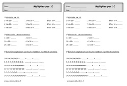 Multiplier par 10  - Ce1 - Exercices  - PDF à imprimer