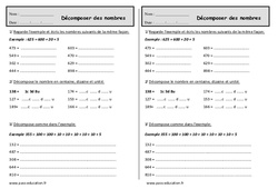 Décomposer des nombres - Ce1 - Exercices de numération - PDF à imprimer