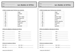 Dizaines en lettres - Ce1 - Exercices  - PDF à imprimer