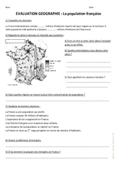 Population française- Cm1 cm2 - Evaluation