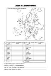 Les pays de l'Union Européenne - Cm1 cm2 -  Exercices géographie - Cycle 3 - PDF à imprimer