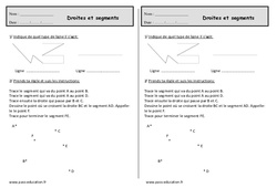 Droites et segments - Ce1 - Exercices de géométrie