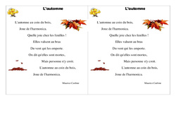 L'automne - Poésie sur les saisons – Ce2 - PDF à imprimer