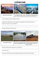 Relief dans le monde - Cm1 cm2 - Exercices géographie cycle 3 - PDF à imprimer
