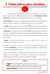 Education aux médias - Cm1 - Cm2 - Leçon - PDF gratuit à imprimer