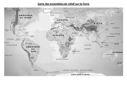 Carte des ensembles de relief sur la Terre - Cm1 cm2 - Cycle 3 - Géographie - PDF à imprimer