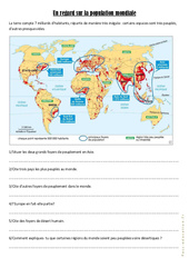 La population mondiale - Cm1 cm2 - Exercices géographie - Cycle 3