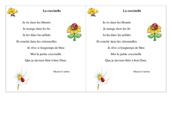 Poésie - La coccinelle - Ce1  – Cycle 2  Français - PDF à imprimer