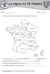 Ile de France - Cm1 - Cm2 - Je découvre ma région - PDF à imprimer