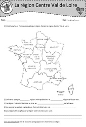 Centre Val de Loire - Cm1 - Cm2 - Je découvre ma région - PDF à imprimer