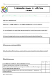 Fonctionnement du téléphone - Cm1 -  Cm2 - Evaluation - PDF à imprimer