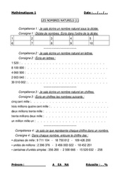 Nombres naturels - Cm1 - Cm2 - Evaluation - PDF à imprimer