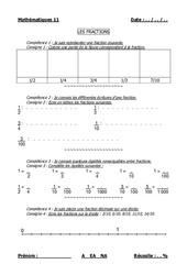 Fractions – Cm1 – Cm2 – Evaluation - PDF à imprimer