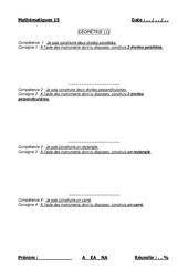 Géométrie  – Cm1 – Cm2 – Evaluation - PDF à imprimer