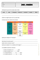 Jours, semaines, mois - Ce1 – Exercices – Espace temps – Cycle 2 - PDF à imprimer