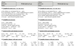 M devant m, b, p – Ce1 – Exercices 2 – Orthographe – Cycle 2