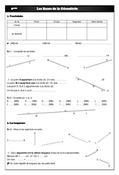 Géométrie - 6ème - Exercices - Contrôle  - Mathématiques - Collège - PDF à imprimer