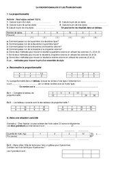 Proportionnalité - Pourcentage – 6ème – Organisation et gestion des données  – Exercices – Contrôle – Mathématiques – Collège - PDF à imprimer